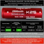 Baterias 18650 Vapcell K25 Red 2 Unidades / Incluye estuche (caja transparente) - Imagen 2