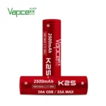 Baterias 18650 Vapcell K25 Red 2 Unidades / Incluye estuche (caja transparente)