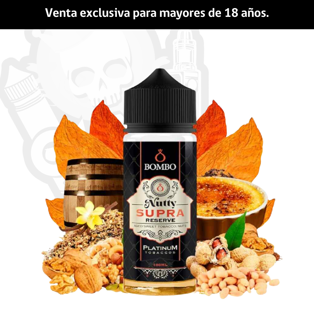 Nutty Supra Reserve Bombo - Gama Platinum Tobaccos Nutty Supra Reserve 100ml + Booster para dejar en 3mg - Imagen 1