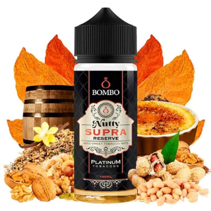 Bombo - Gama Platinum Tobaccos Nutty Supra Reserve 100ml + Booster para dejar en 3mg - Imagen 2
