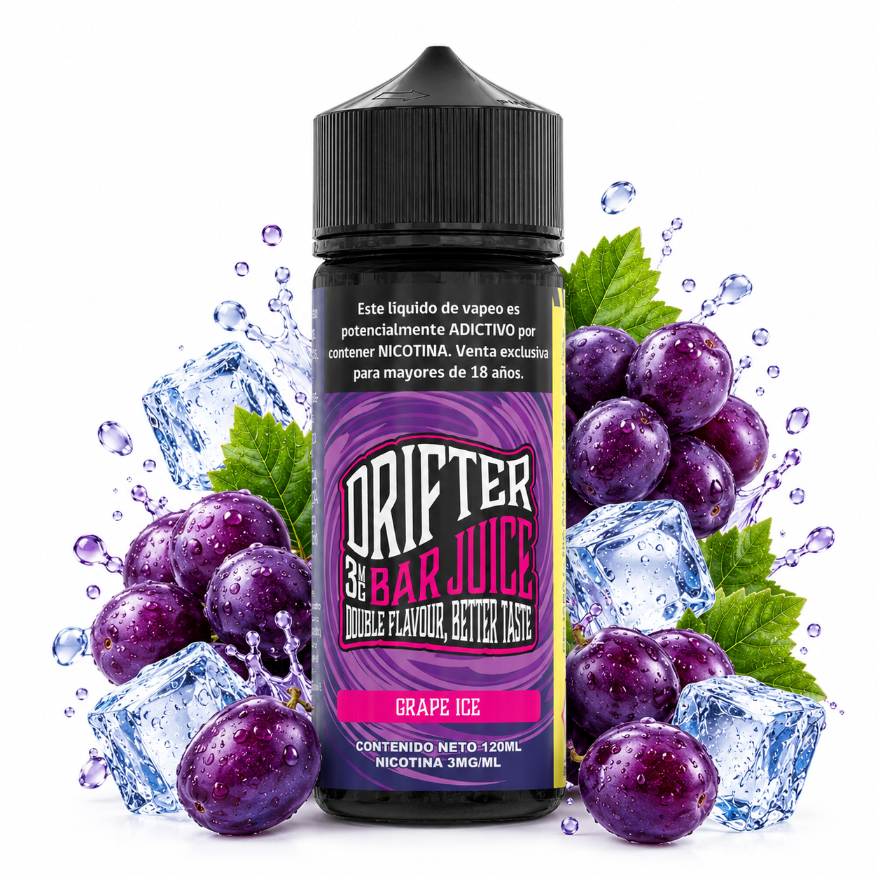 botella-grape-ice-con-uvas-y-hielo DRIFTER - Bar Juice Grape Ice 120ml 3mg - Imagen 1